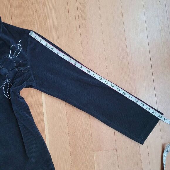 Vintage 80s black corduroy floral beaded embroidered blazer jacket button front - Picture 8 of 9